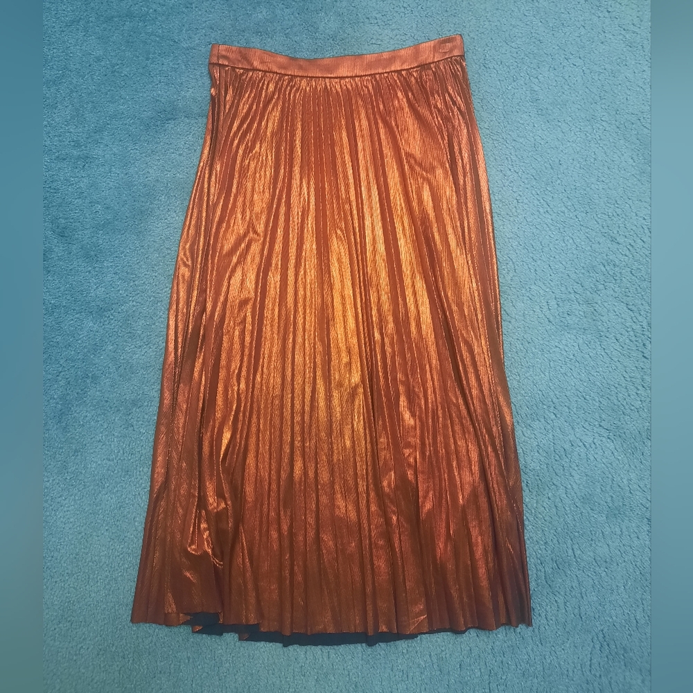 Flying Tomato Bronze Holiday Midi Skirt